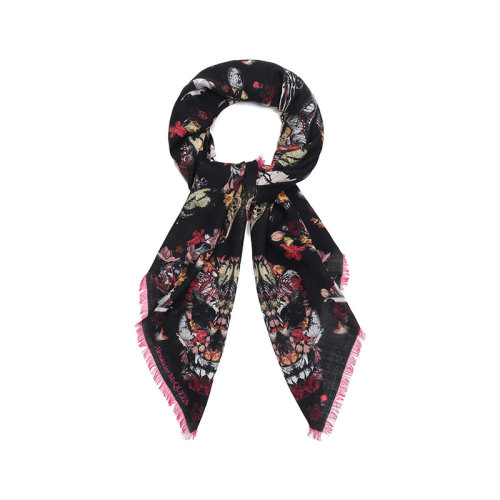 Alexander McQueen/亞歷山大麥昆  女士羊毛方形披肩圍巾 639612 3200Q