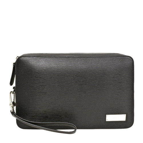 BALLY/巴利 男士黑色樹紋小牛皮金屬徽標(biāo)錢包手拿包男包 6225442