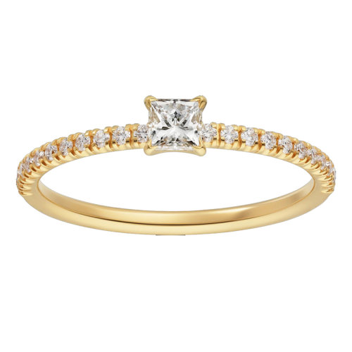 CARTIER/卡地亞 ETINCELLE系列 黃金鑲嵌鉆石方形切割主鉆戒指B4232900