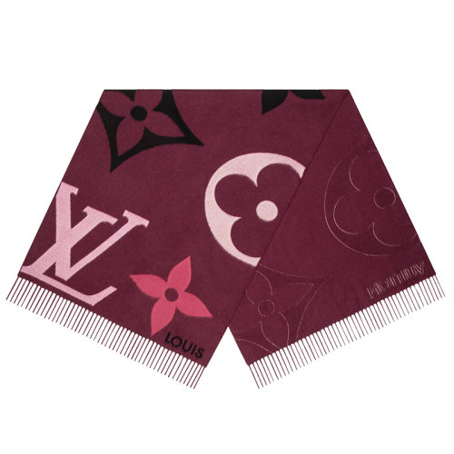 Louis Vuitton/路易威登新款 THE ULTIMATE系列 女士波爾多紅羊絨和羊毛混紡圍巾M76886
