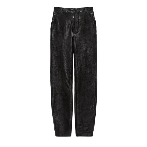 GUCCI/古馳      女士黑色亮面皮革長褲677472XNAL71000