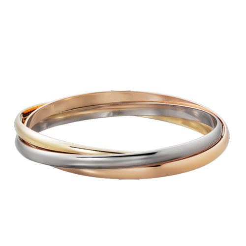 CARTIER/卡地亞 Trinity系列  三位一體18K金白金玫瑰金黃金中型手鐲B6013302