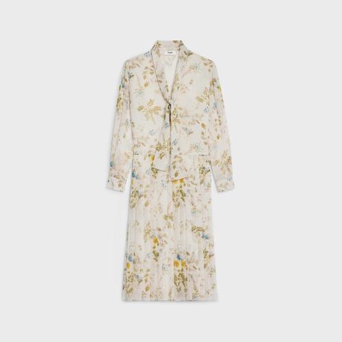  CELINE賽琳思琳 22年秋冬 女士 連衣裙 桑蠶絲喬其紗大花結(jié)連衣裙 2R17F365R.01PJ