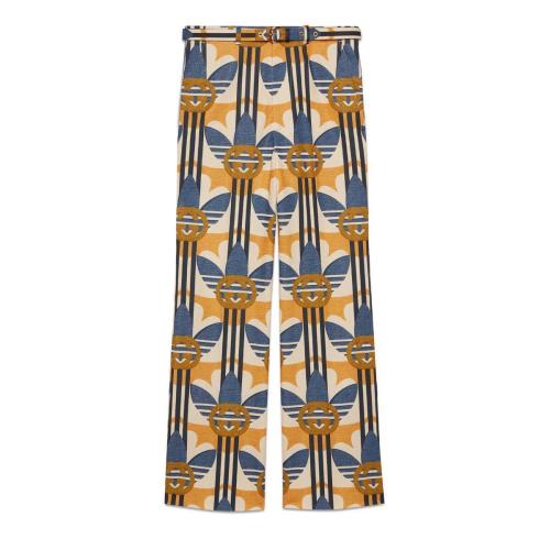  GUCCI古馳 22年秋冬 男士 adidas x Gucci聯(lián)名系列印花針織長(zhǎng)褲 691433 ZAJOP 4459