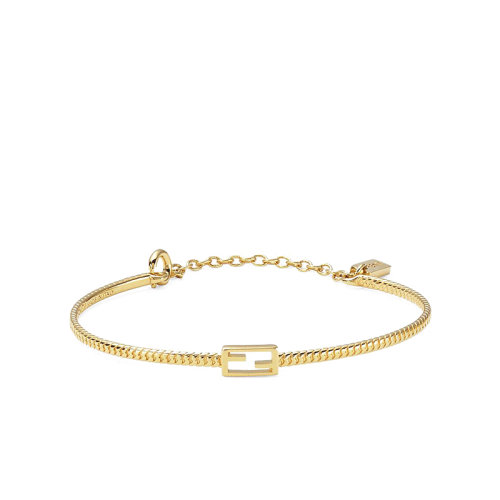 FENDI/芬迪  Baguette系列 女士金色夾子封閉具有金屬涂層網(wǎng)狀鏈和FF Baguette圖案手鏈8AG988B08F0CFK