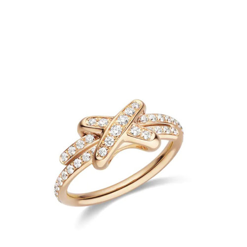 Chaumet/尚美 經(jīng)典JEUX DE LIENS系列 18k金玫瑰金歡·緣滿(mǎn)鉆戒指 082179