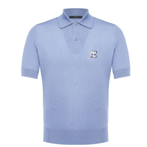 PRADA/普拉達(dá)  男裝 男士 藍(lán)色羊毛時(shí)尚短POLO UMA922-1S9C-F0154