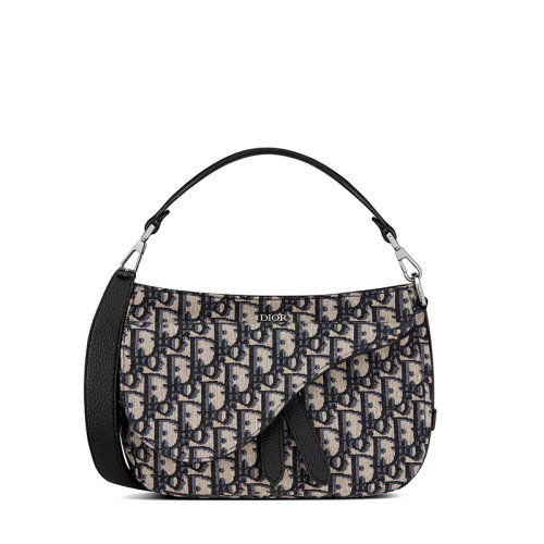 DIOR/迪奧 SADDLESOFT系列男士迷你老花色帆布粒面小牛皮單肩斜挎馬鞍包1ADHO024YKY_H05E