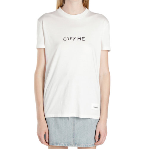 MiuMiu/繆繆 女士白色印花女士短袖T恤