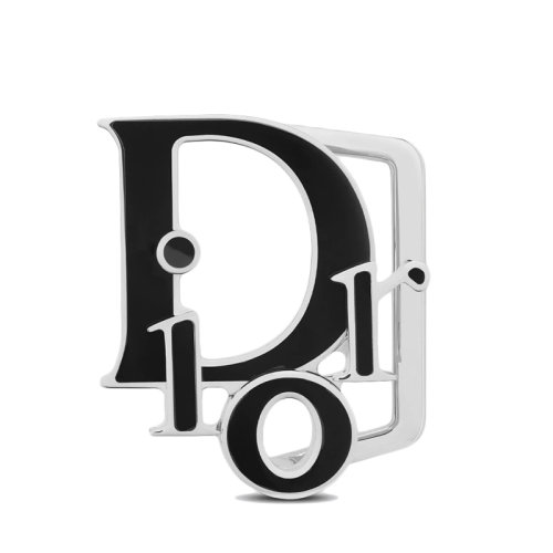 DIOR/迪奧 WORLD TOUR系列 男士鍍鈀黃銅和黑色琺瑯腰帶扣35毫米4915PMECD_H66Q