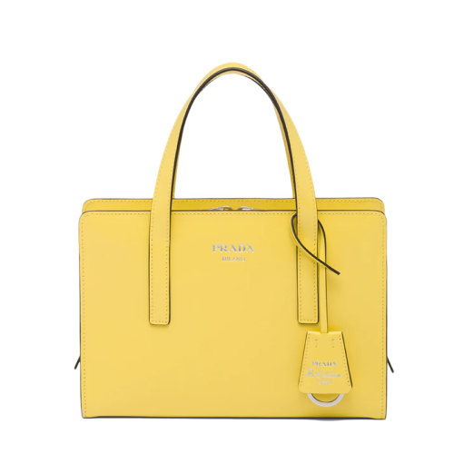 PRADA/普拉達 22新款Re-Edition 1995系列 女士迷你款黃色皮革熱印徽標配拉鏈式隔層單肩斜挎手提包1BA357_ZO6_F0ZNZ_V_OOO