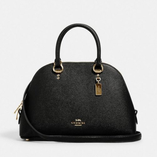 COACH 蔻馳  女士大號手提單肩斜挎貝殼包黑色皮質 2553 IMBLK
