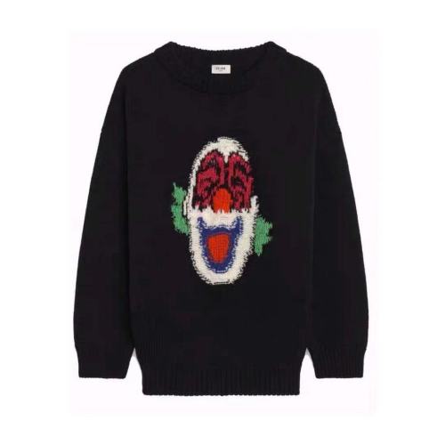 CELINE/賽琳  新款小丑提花羊毛圓領(lǐng)箱型套頭衫2A43L 717M 38NO男女同款