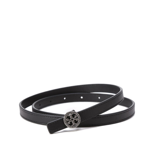 Tory Burch/湯麗柏琦 女士皮革雙T LOGO窄版板扣式皮帶腰帶1.2cm 86422