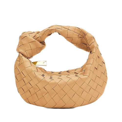 Bottega Veneta/葆蝶家 JODIE系列 女士杏仁色迷你牛皮小羊皮打結(jié)腋下包羊角包單肩包651876VCPP52700