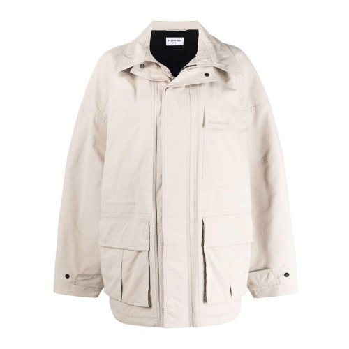 Balenciaga/巴黎世家 女士米色滌綸雙向拉鏈按扣固定開合大廓形上衣外套夾克 663016-TKO31-9710