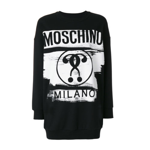 MOSCHINO/莫斯奇諾  女裝 服裝 棉質(zhì)logo印花長袖中長款 女士連衣裙 A04565526