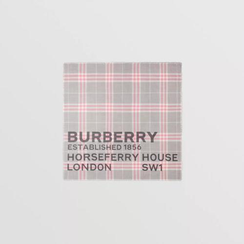  BURBERRY 22年秋冬 女士 Horseferry 印花格紋絲毛混紡大號方巾 80573881