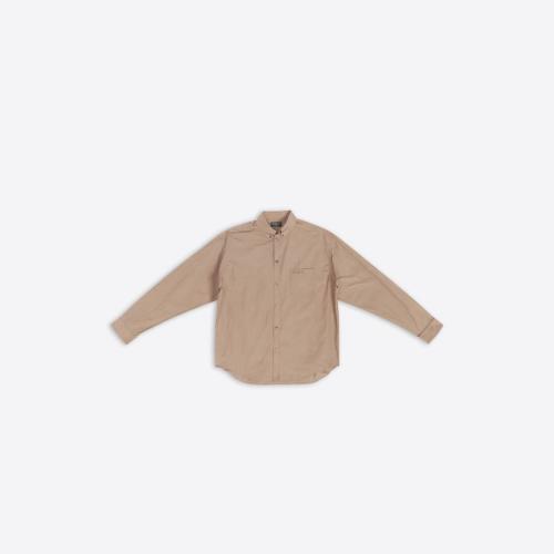  BALENCIAGA巴黎世家 22年春夏 男士 長袖襯衫 Mens Bb Icon Shirt Large Fit  in Beige 703842
