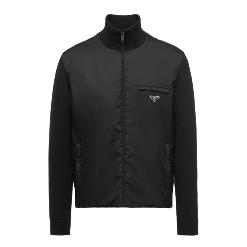 PRADA/普拉達(dá) 秋冬 男士黑色羊毛修身版型開衫夾克UMC149_1JF4_F0002_S_202