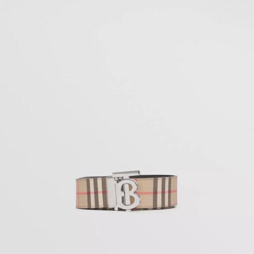  BURBERRY 22年秋冬 男士 雙面兩用 Vintage 格紋專屬標(biāo)識(shí)裝飾腰帶 80527761