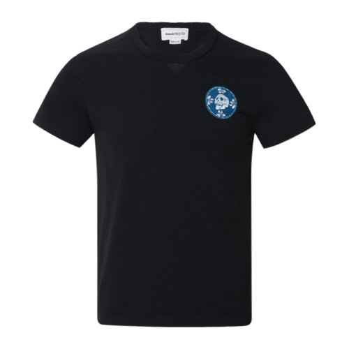 Alexander McQueen 亞歷山大·麥昆  男裝 服飾 圓領(lǐng)棉質(zhì)時尚骷髏圖案休閑 男士短袖T恤 609597