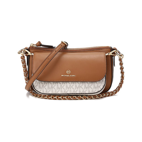 Michael Kors/邁克·科爾斯女士JET SET CHARM系列皮革,涂層帆布單肩斜挎包腋下包老花圖案中號 32H0GT9C8L