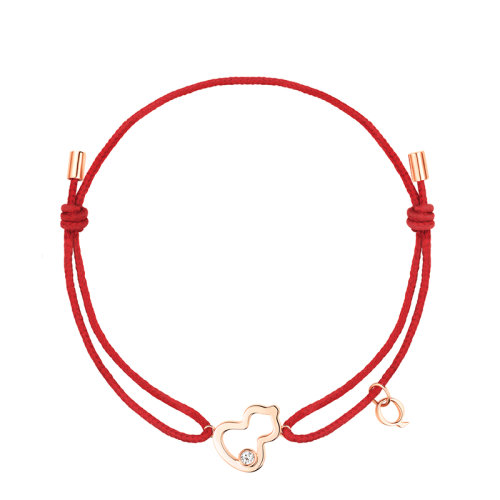 QEELIN/麒麟珠寶 22新款Wulu系列 18K金玫瑰金葫蘆鑲嵌鉆石小紅繩手鏈WU-040-XQRCBL-RGD