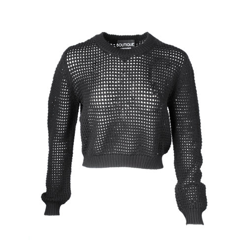 MOSCHINO/莫斯奇諾 女裝 女士黑色羊毛時(shí)尚圓領(lǐng)秋冬針織衫/毛衣 A0923-1105-555