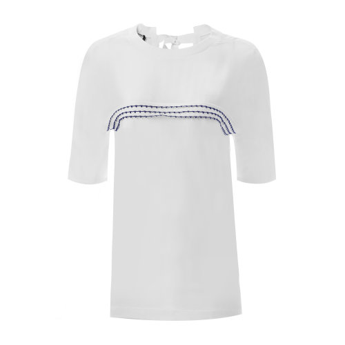 PRADA/普拉達(dá) 女士短袖T恤 純棉圓領(lǐng)女士短袖拼接開衫