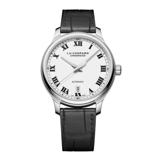 Chopard/蕭邦  L.U.C系列1937精鋼黑色鱷魚(yú)皮自動(dòng)機(jī)械白色表盤男士腕表42毫米 168558-3002