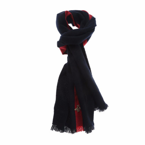 GUCCI/古馳  男士黑色/深藍(lán)色 羊毛圍巾 475513 4G487 1066 HQY012345C