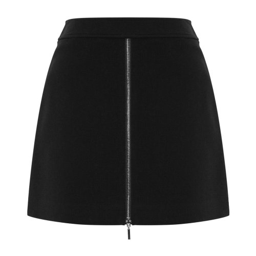 Emporio Armani 女士 黑色 毛呢拉鏈半身裙  6H2N63-2NWBZ-0999