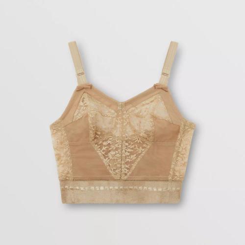  BURBERRY 22年秋冬 女士 蕾絲裁片彈力薄紗胸衣式上衣 80626101