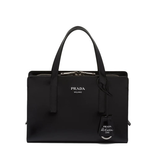 PRADA/普拉達(dá) 22新款Re-Edition 1995系列 女士迷你款黑色皮革熱印徽標(biāo)配拉鏈?zhǔn)礁魧訂渭缧笨媸痔岚?BA357_ZO6_F0002_V_OOO