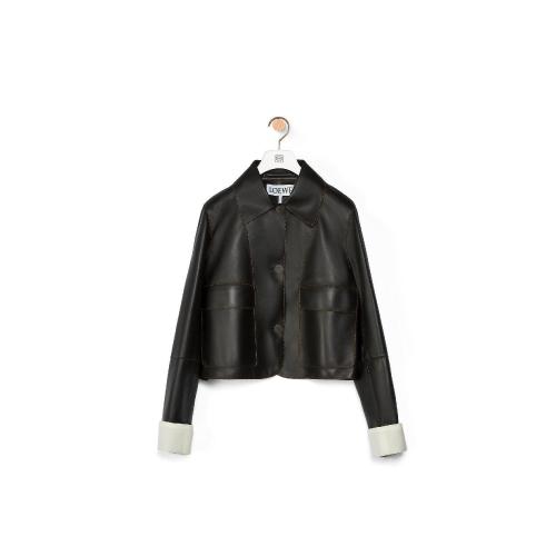  LOEWE羅意威    女士 夾克 納帕皮革紐扣夾克 S359330XBU-1100 預定商品1-3周發(fā)貨