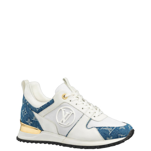Louis Vuitton/路易威登 22年早春新款 RUN AWAY系列 女士白色/藍色牛仔布拼小牛皮老花印花運動鞋1A4WOT