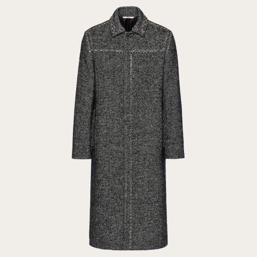  VALENTINO華倫天奴 22年秋冬 男士 大衣 MANTEAU EN TWEED DE LAINE A_VEC BRODERIE DE CLOUS