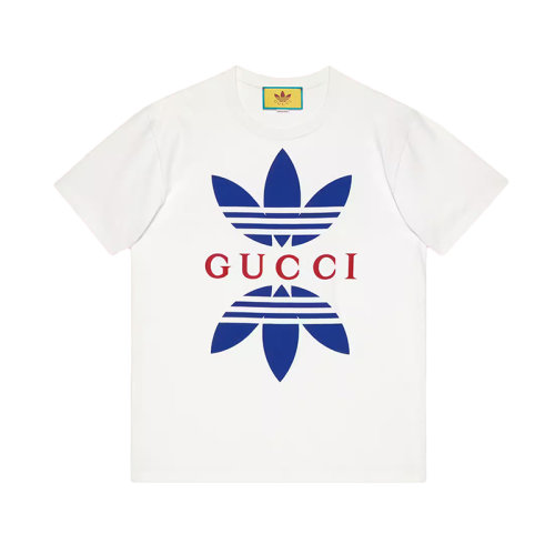 GUCCI/古馳 22年秋冬新款 adidas聯(lián)名系列 男士白色純棉Logo印花短袖T恤??548334XJEMJ9280