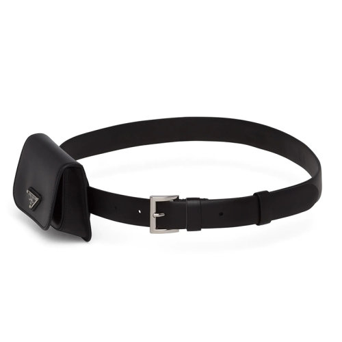 PRADA/普拉達(dá)  女士黑色皮革和金屬扣腰帶25毫米1CC500_8NQ_F0002
