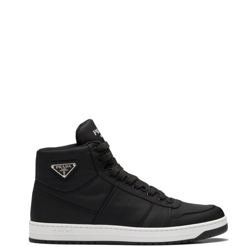 PRADA/普拉達(dá) 22年新款 男士黑色再生尼龍華達(dá)呢高幫運(yùn)動(dòng)鞋2TE6_3LFV_F0002