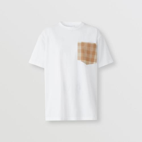  BURBERRY 22年秋冬 女士 格紋口袋棉質寬松 T 恤 80559041