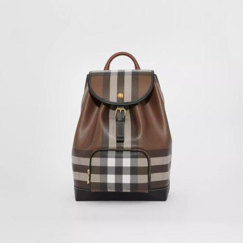 BURBERRY 22年秋冬 女士 格紋拼皮革雙肩包 80585981