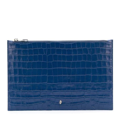 Alexander McQueen/亞歷山大麥昆 男包 男士 深藍(lán)色皮革時(shí)尚手拿包 550858DZT8Y4254