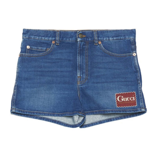 GUCCI/古馳  古琦女褲 品牌字母LOGO 時(shí)尚百搭 女士藍(lán)色棉質(zhì) 牛仔 短褲 583978-XDA6C-4452