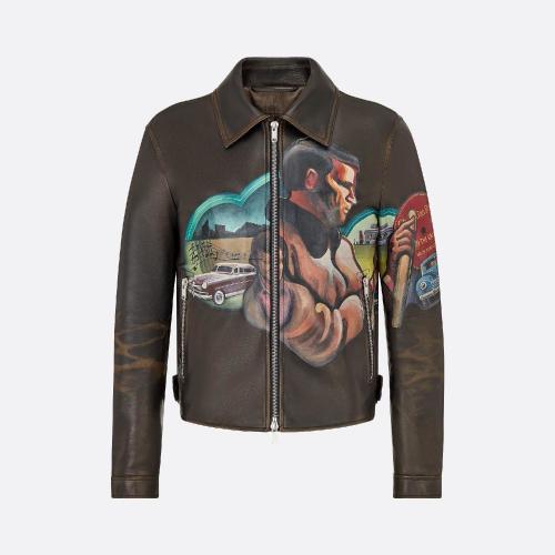  DIOR迪奧 22年春夏 男士 夾克 DIOR AND JACK KEROUAC 皮革短夾克 293L424A0631_C981