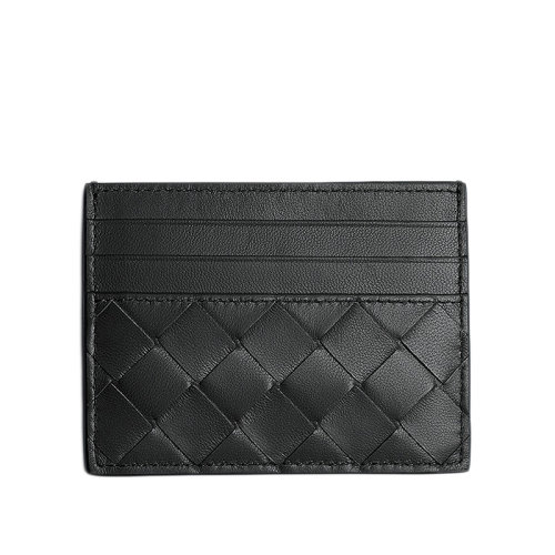 Bottega Veneta/葆蝶家  女士黑色 Intrecciato編織羊皮小牛皮卡包635042VCPP38803