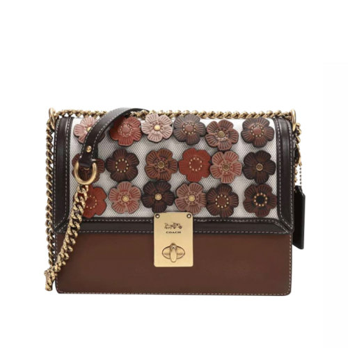 COACH/蔻馳 女包 小方包 山茶花裝飾單肩斜跨包89191