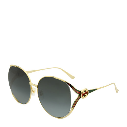 GUCCI/古馳 簡約 復(fù)古 合金 琺瑯 鏤空 鏡框 女士 太陽鏡 織帶鏡腿 漸變色鏡片 墨鏡 眼鏡 GG0225S 63mm GUCCI 古馳
