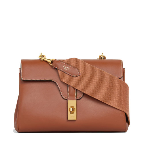 CELINE/賽琳 21新款TEEN SOFT 16系列 女士棕褐色光滑小牛皮金扣斜挎單肩包196853CR4.04LU